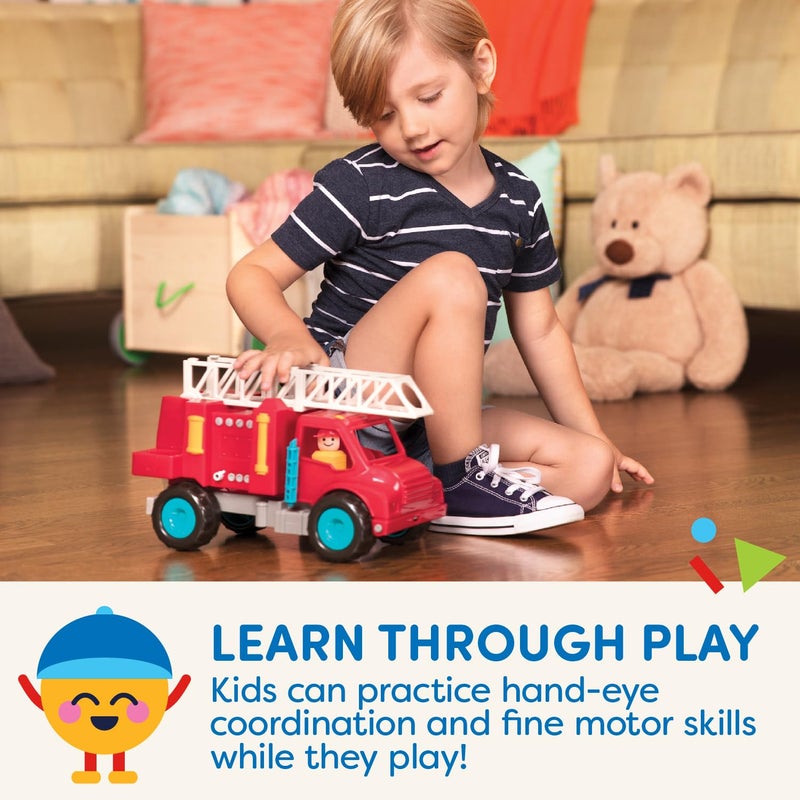 Battat â€“ Vroom! Fire Engine Transport Toy with Movable Parts & 2 Firefighters â€“ Classic Toddler Trucks â€“ Kids Construction Toys â€“ Soft Rubber Wheels â€“ 18+ Months - Image 4